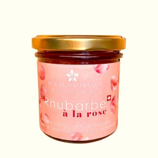 Rhubarbe à la rose 150g - Bocal de Fruits