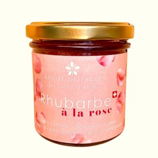 Rhubarbe à la rose 150g - Bocal de Fruits