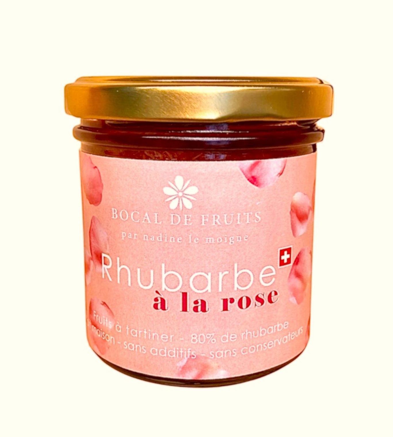 Rhubarbe à la rose 150g - Bocal de Fruits
